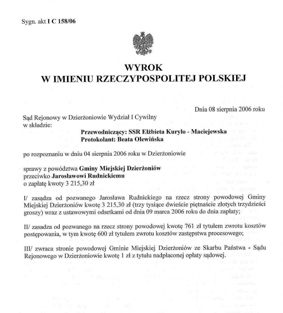 Wyrok rany Jarosław Rudnicki
